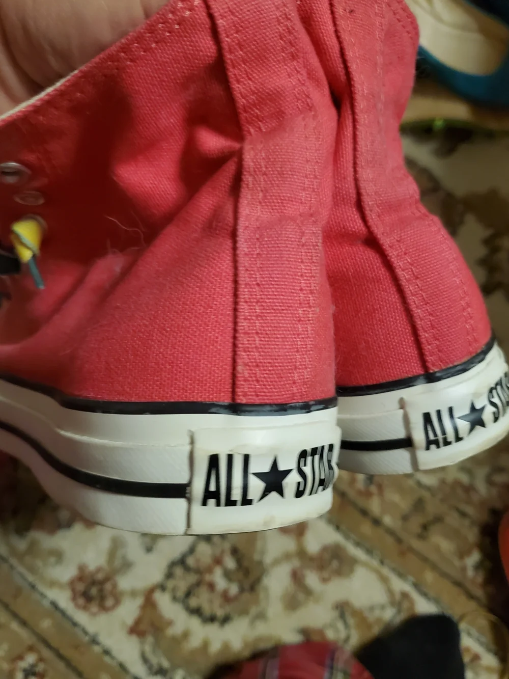 Converse Chuck Taylor High Top Sneakers - Red Canvas with Rainbow Laces Unisex - Picture 8 of 13